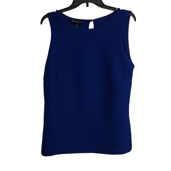 INC Blue Ribbed Top with Back Button/Keyhole, XL - Picture 1 of 5